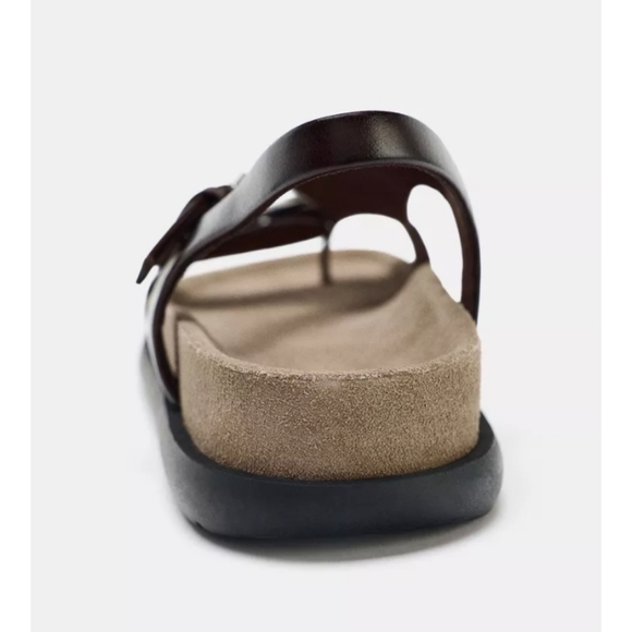 NWT Zara Flat Leather Sandals Sz 8/39 - Picture 5 of 10